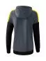 Preview: Erima Frauen Squad Tracktop Jacke mit Kapuze - slate grey/schwarz/gelb