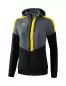 Preview: Erima Frauen Squad Tracktop Jacke mit Kapuze - slate grey/schwarz/gelb