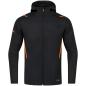 Preview: Jako Kinder Freizeitjacke Challenge mit Kapuze - schwarz meliert/neonorange
