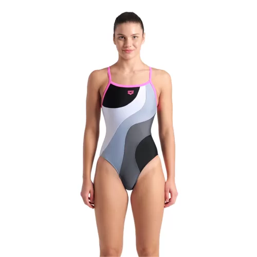 Arena Damen Arena Multi Slices Swimsuit Lightdrop Back SCHWARZ