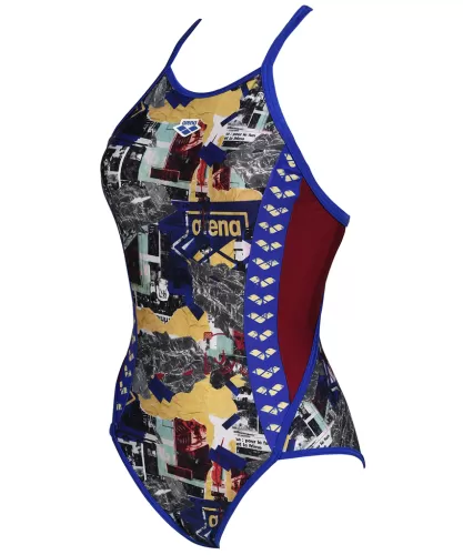 Arena Damen Arena Icons Swimsuit Fast Back All Over BLAU