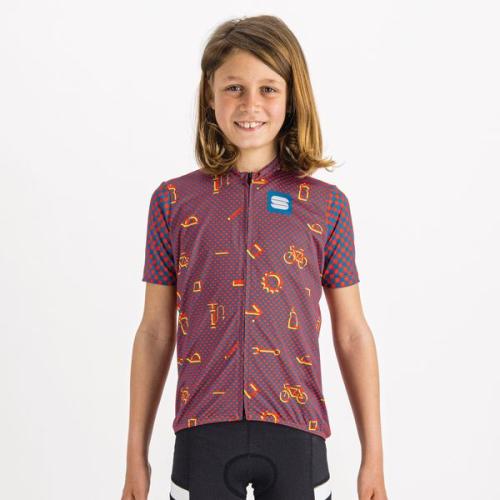 Preview: Sportful Checkmate Kid Jersey - red blue pompelmo