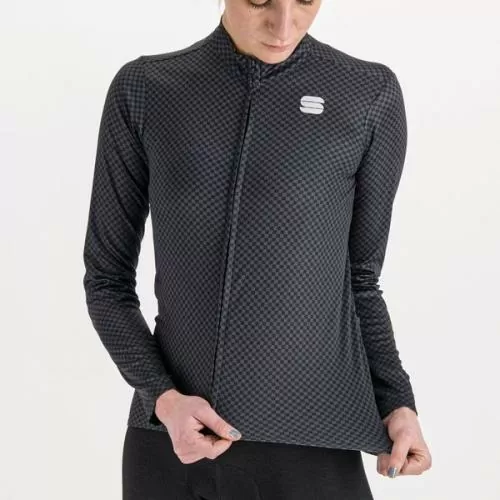Sportful Checkmate W Thermal Jersey - black/galaxy blue/pompelmo