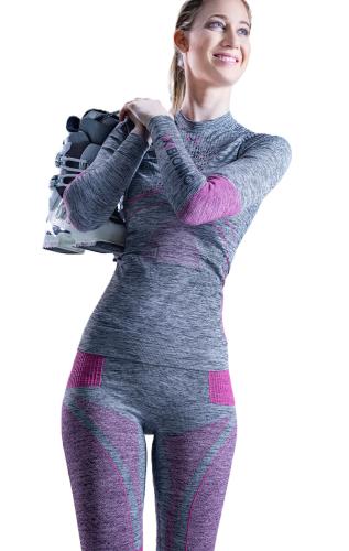 Preview: X-BIONIC Women Energy Accumulator 4.0 Melange Pants 3/4 - grey melange/pink