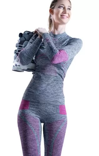 X-BIONIC Women Energy Accumulator 4.0 Melange Pants 3/4 - grey melange/pink
