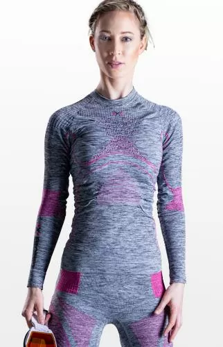 X-BIONIC Women Energy Accumulator 4.0 Melange Shirt LG SL - grey melange/pink
