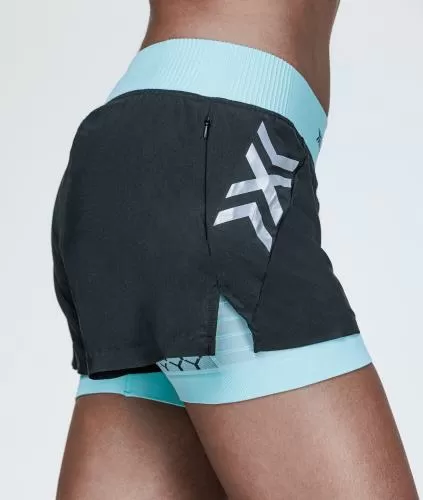 X-BIONIC Women Twyce Race 2in1 Shorts - clearwater/black