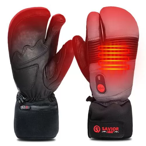 Savior heated fist leather glove SHGS03 - grey