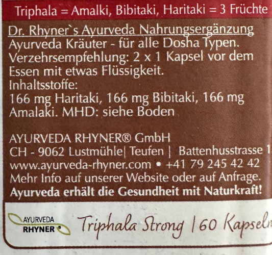 Preview: Triphala Strong von Dr. Rhyner Ayurveda
