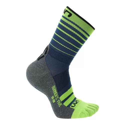 UYN Man Runners Five Socks - blue/yellow fluo