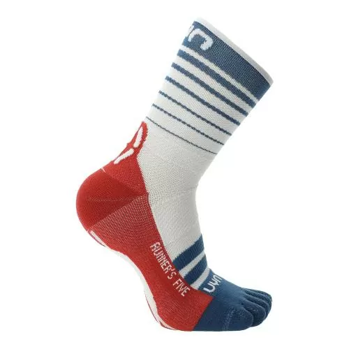 UYN Man Runners Five Socks - white/blue poseidon/red