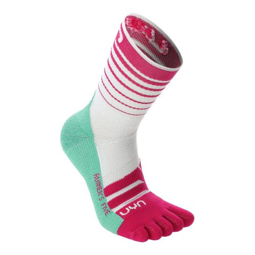 Preview: UYN Woman Runners Five Socks - white/fuchsia/green