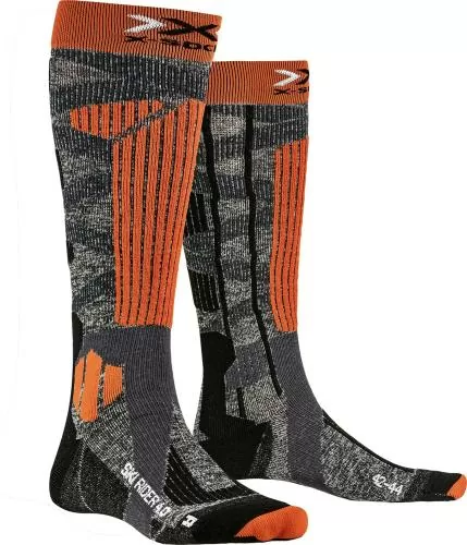 X-SOCKS Ski Rider 4.0 Unisex - stone grey melange / x-orange