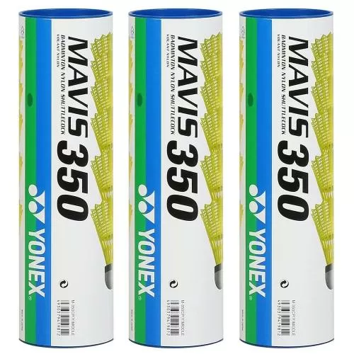 3-er Set Yonex Mavis 350 Badminton Shuttles (6 Stück) - gelb