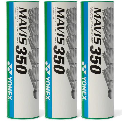 Preview: 3-er Set Yonex Mavis 350 Badminton Shuttles (6 Stück) - weiss