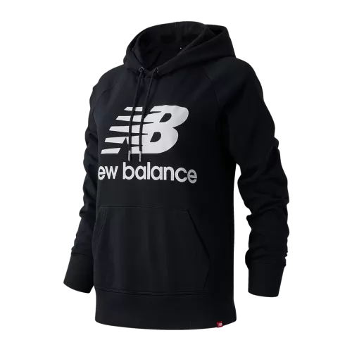 New Balance Damen Essentials Stacked Logo PO Hoodie SCHWARZ