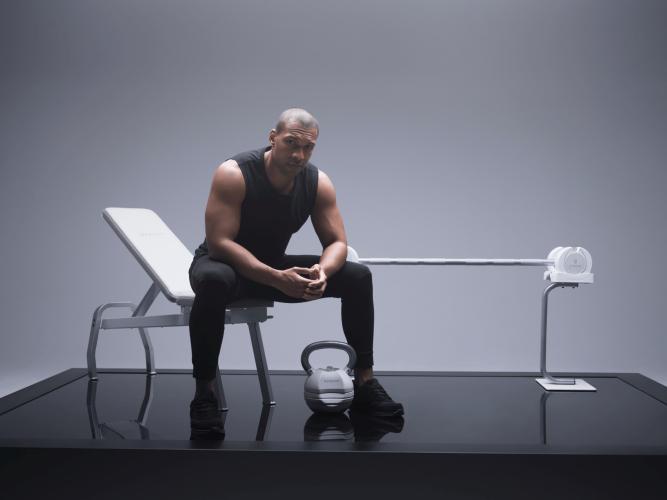 Preview: Byzoomfitness Pure Series stehende Hantelbank - weiss