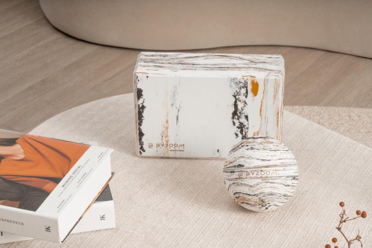 Preview: Byzoomfitness Yoga block marble - white