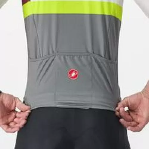 Castelli A Blocco Jersey - Ivory/Bordeaux-Electric Lime-Sedona Sage