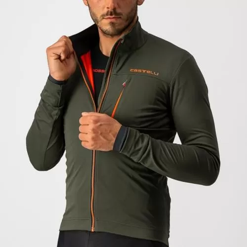 Castelli Go Jacket - Military Green/Fiery Red