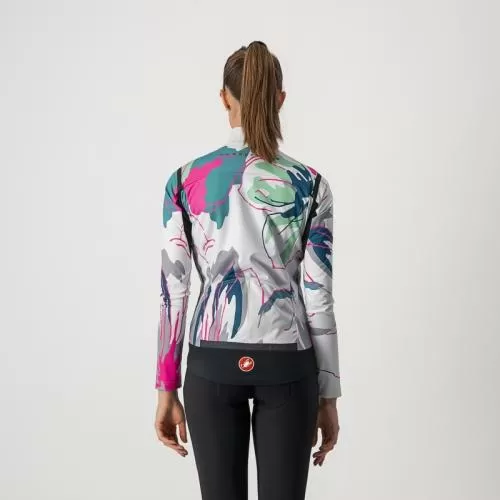 Castelli Perfetto RoS W Long Sleeve - Silver Gray/Teal Blue-Flowers