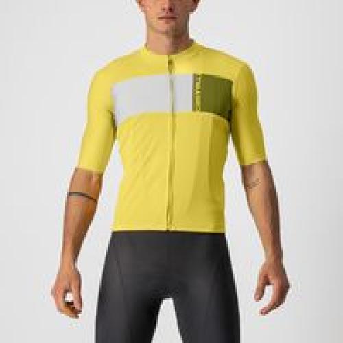 Preview: Castelli Prologo 7 Jersey - Passion Fruit/Ivory-Avocado Green