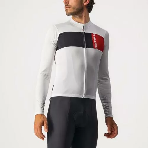 Castelli Prologo 7 Long Sleeve Jersey - Ivory/Light Black-Red