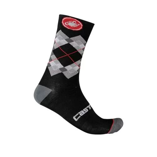 Castelli Rombo 18 Sock - Black/Dark Gray/Red