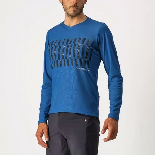 Castelli Trail Tech Longsleeve Tee - Cobalt Blue/Savile Blue-Silver Gray
