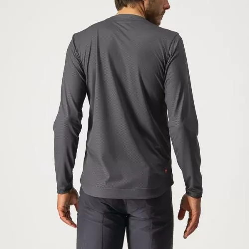 Castelli Trail Tech Longsleeve Tee - Dark Gray/Black-Electric Lime