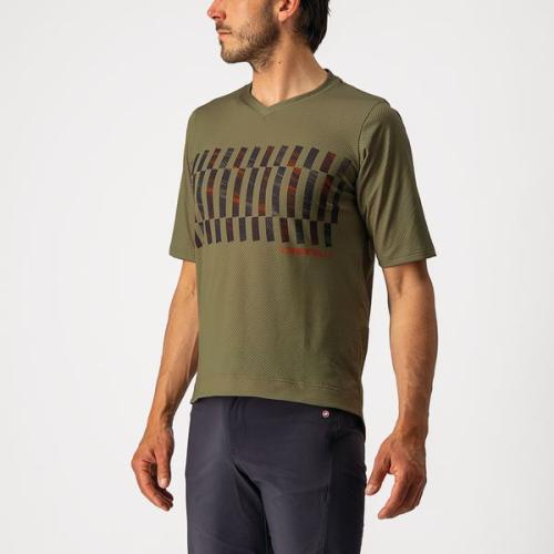 Preview: Castelli Trail Tech Tee - Olive Green/Dark Gray-Orange Rust