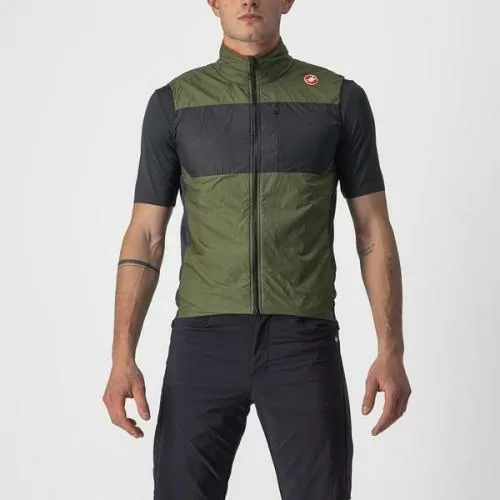 Castelli Unlimited Puffy Vest - Light Military Green/Dark Gray-Brilliant Orange