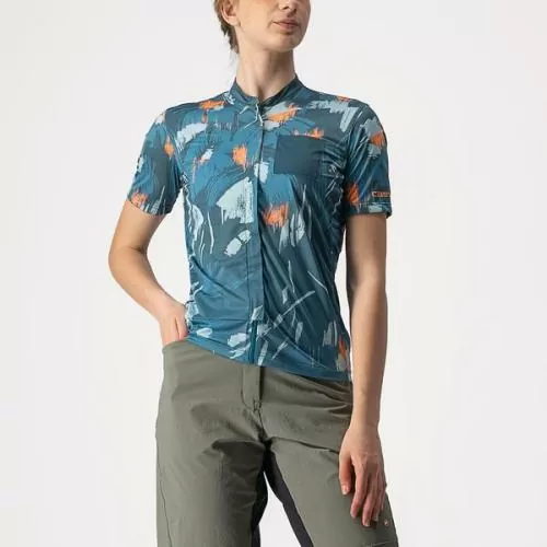 Castelli Unltd Sentiero Jersey - Dark Teal/Coral Flash
