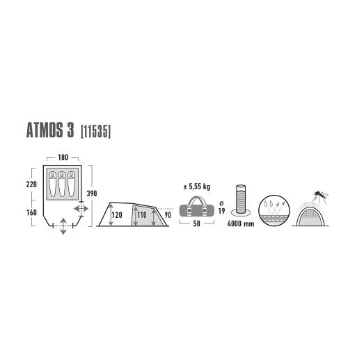 Preview: High Peak Zelt Atmos 3 - grau grün