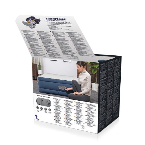 Preview: Bestway AlwayzAire Air Mattress Queen wi th Built-in Dual Pump 203 x 152 x 46 cm - white blue