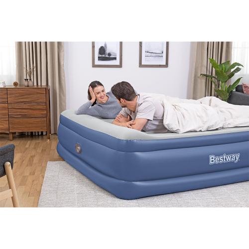 Bestway Tritech Kingsize-Luftbett mit in tegrierter Elektropumpe 203x193x56 cm - blau grau