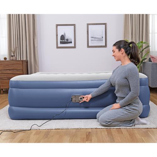 Bestway Tritech Kingsize-Luftbett mit in tegrierter Elektropumpe 203x193x56 cm - blau grau