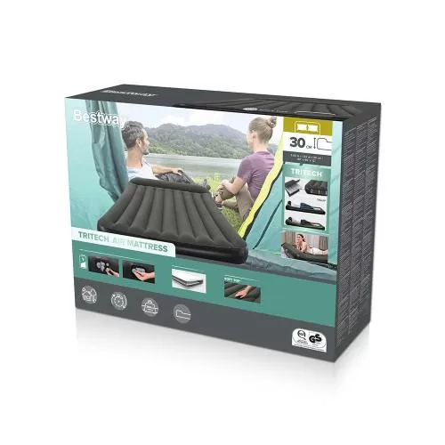 Bestway TriTech Queensize-Luftbett mit i ntegrierter Elektropumpe 203x152x30 cm - schwarz