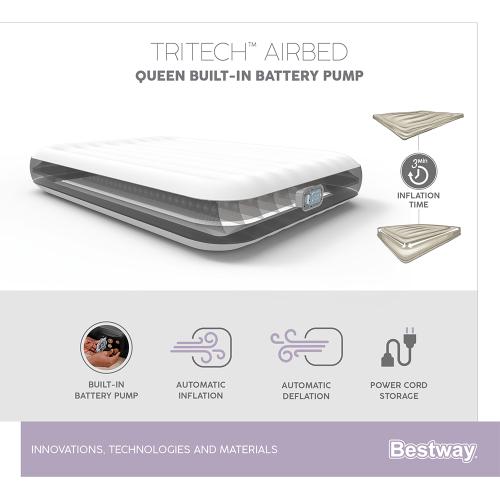 Bestway TriTech Queensize-Luftbett mit i ntegrierter Elektropumpe 203x152x30 cm - schwarz