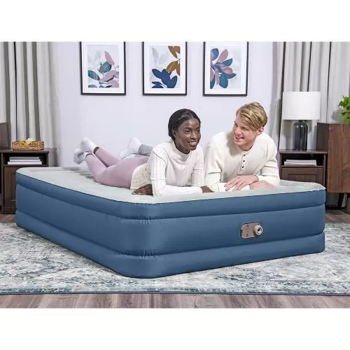 Bestway Fortech Snugable Top Air Mattres s with Built-in AC Pump 203x152x46 cm - grey