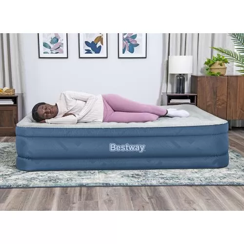Bestway Fortech Snugable Top Air Mattres s with Built-in AC Pump 203x152x46 cm - grey