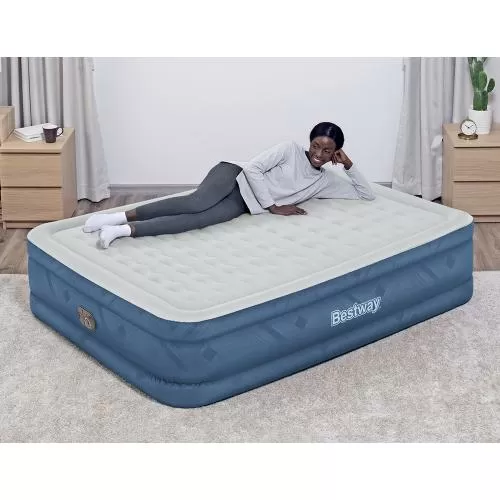 Bestway Fortech Snugable Top Air Mattres s with Built-in AC Pump 203x152x46 cm - grey