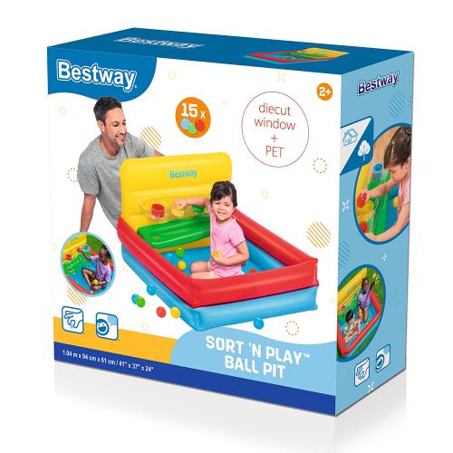 Preview: Bestway Bällebad Sort 'n Play mit 15 Spi elbällen 104 x 94 x 61 cm - blau rot