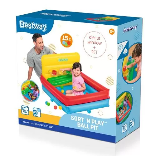 Bestway Bällebad Sort 'n Play mit 15 Spi elbällen 104 x 94 x 61 cm - blau rot