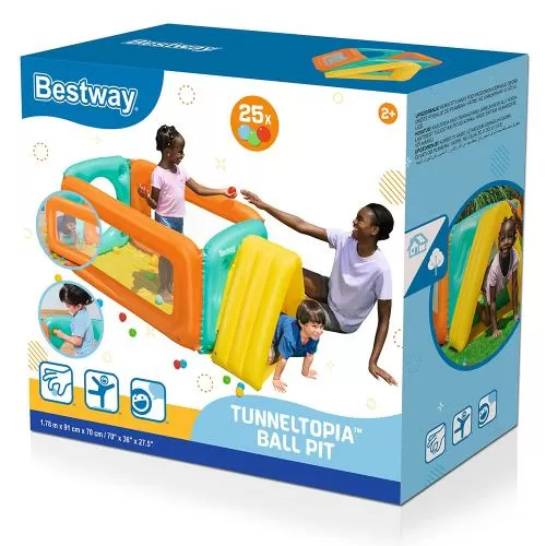 Bestway Bällebad Tunneltopia mit 25 Spie lbällen 178 x 91 x 70 cm - blau orange