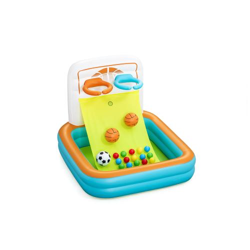 Preview: Bestway Aufblasbares 3-in-1 Ballspiel Ki ck ‘N Swish 120 x 107 x 84 cm - blau orange