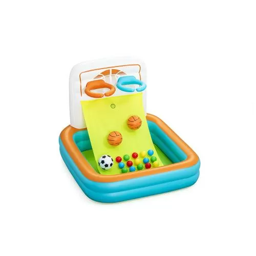 Bestway Aufblasbares 3-in-1 Ballspiel Ki ck ‘N Swish 120 x 107 x 84 cm - blau orange