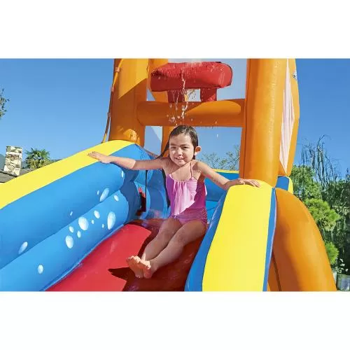 Bestway H2OGO! Turbo Splash Mega-Wasserpark Zone mit Dauergebläse 365 x 320 x 270cm - orange blau