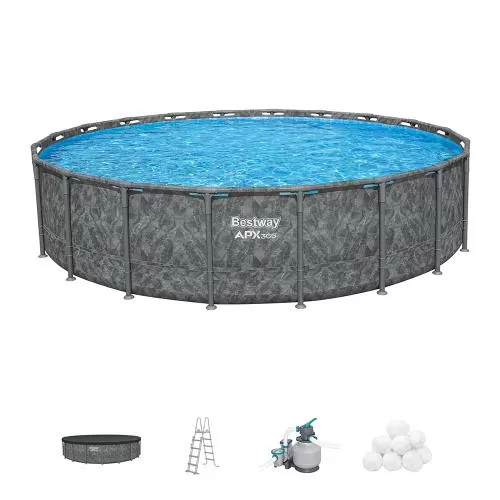 Bestway APX365 Winterfestes Pool Komplet t-Set mit Sandfilteranlage 610 x 132 cm - grau