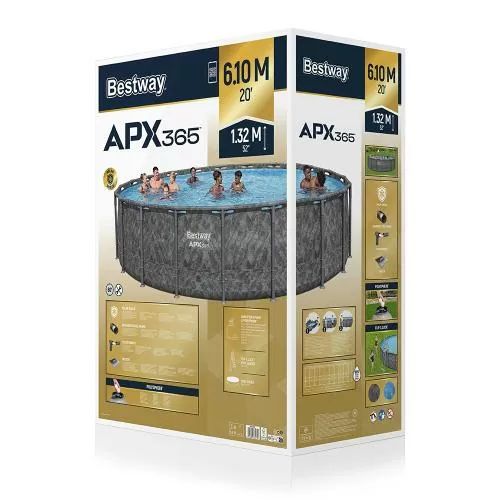 Bestway APX365 Winterfestes Pool Komplet t-Set mit Sandfilteranlage 610 x 132 cm - grau